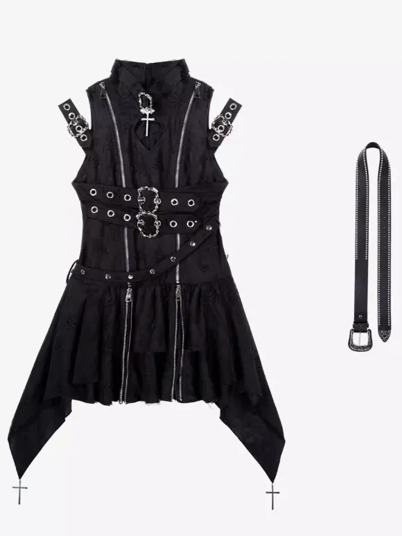 Gothic Lolita Dress Dark Elegant JSK Dress With Lace And Ruffles Cosplay Outfit