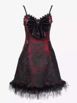 Gothic Lolita Dress Feathers Lace Black JSK