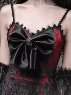 Gothic Lolita Dress Feathers Lace Black JSK