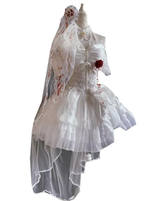 Gothic Lolita Dress Rose Bows White Adjustable Elastic Hime Lolita Dress