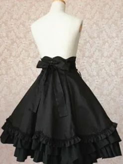 Gothic Lolita Dress SK Military Style Black Ruffles Cotton High Waist Lolita Skirts