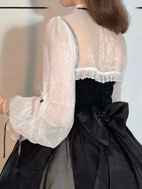 Gothic Lolita Dresses Bows Ruffles Black Black