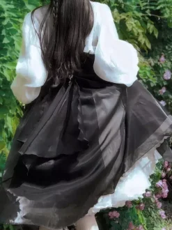 Gothic Lolita Dresses Bows Ruffles Black Black