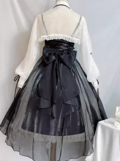Gothic Lolita Dresses Bows Ruffles Black Black