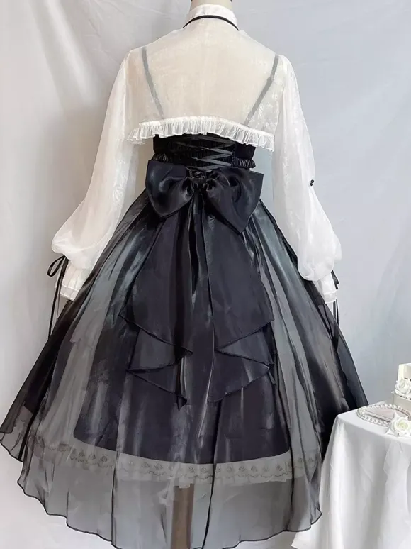Gothic Lolita Dresses Bows Ruffles Black Black