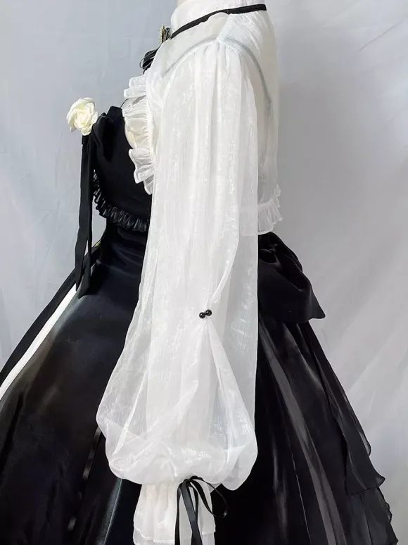Gothic Lolita Dresses Bows Ruffles Black Black