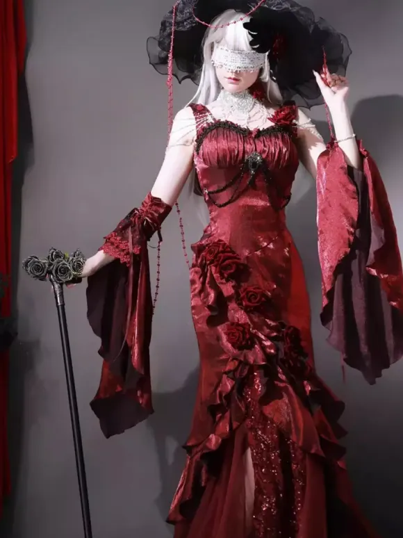 Gothic Lolita Dresses Bows Ruffles Red Red