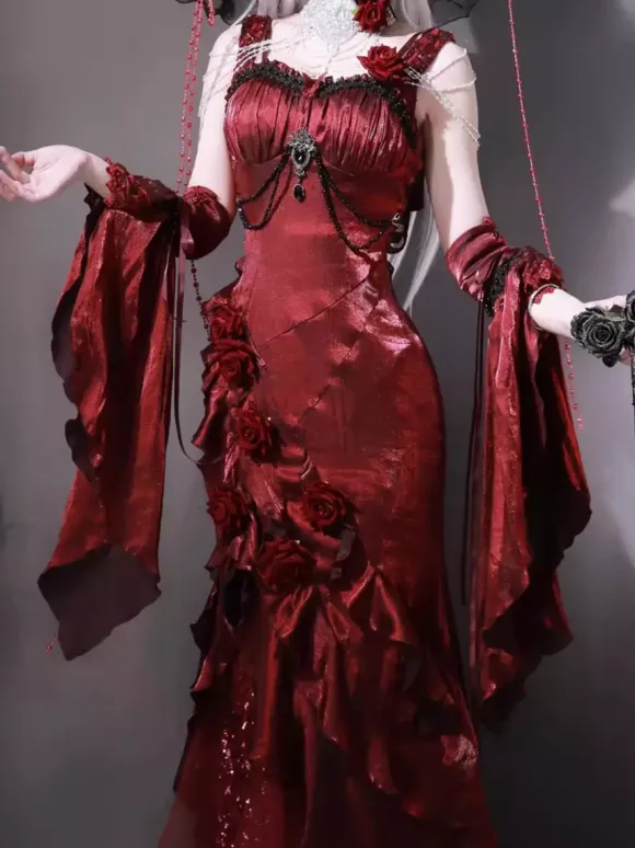 Gothic Lolita Dresses Bows Ruffles Red Red