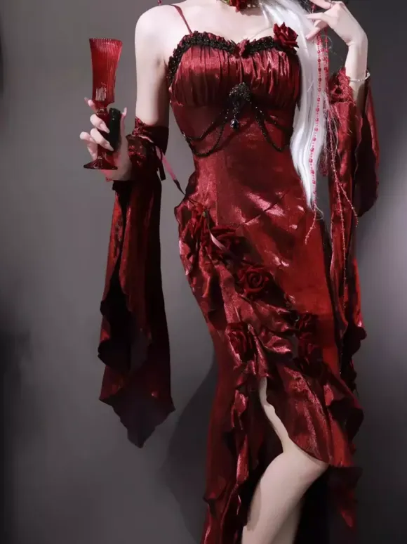 Gothic Lolita Dresses Bows Ruffles Red Red