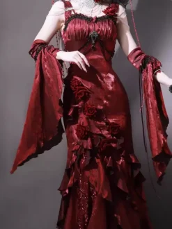 Gothic Lolita Dresses Bows Ruffles Red Red