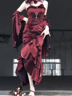 Gothic Lolita Dresses Bows Ruffles Red Red