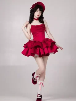 Gothic Lolita Dresses Bows Ruffles Red Dresses