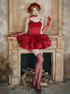 Gothic Lolita Dresses Bows Ruffles Red Dresses