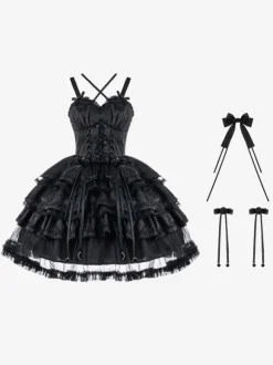 Gothic Lolita Dresses Bows Ruffles Burgundy