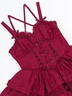 Gothic Lolita Dresses Bows Ruffles Burgundy