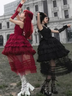Gothic Lolita Dresses Bows Ruffles Burgundy