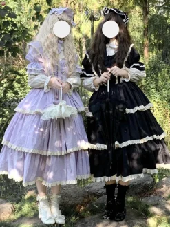 Gothic Lolita Dresses Bows Ruffles Purple Purple