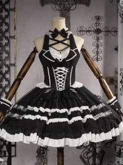 Gothic Lolita Dresses Bows Lace Black Black