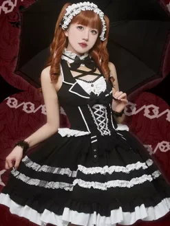 Gothic Lolita Dresses Bows Lace Black Black