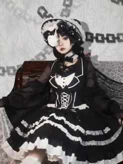 Gothic Lolita Dresses Bows Lace Black Black