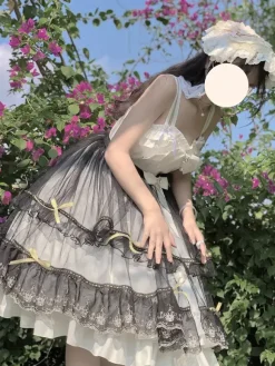 Gothic Lolita Dresses Bows Ruffles Black Black