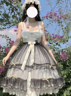 Gothic Lolita Dresses Bows Ruffles Black Black