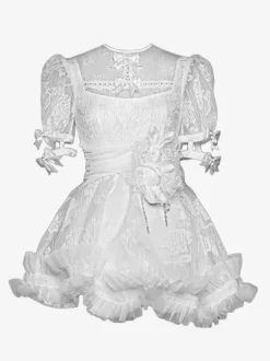 Gothic Lolita Dresses Bow Ruffles Lace White Dress