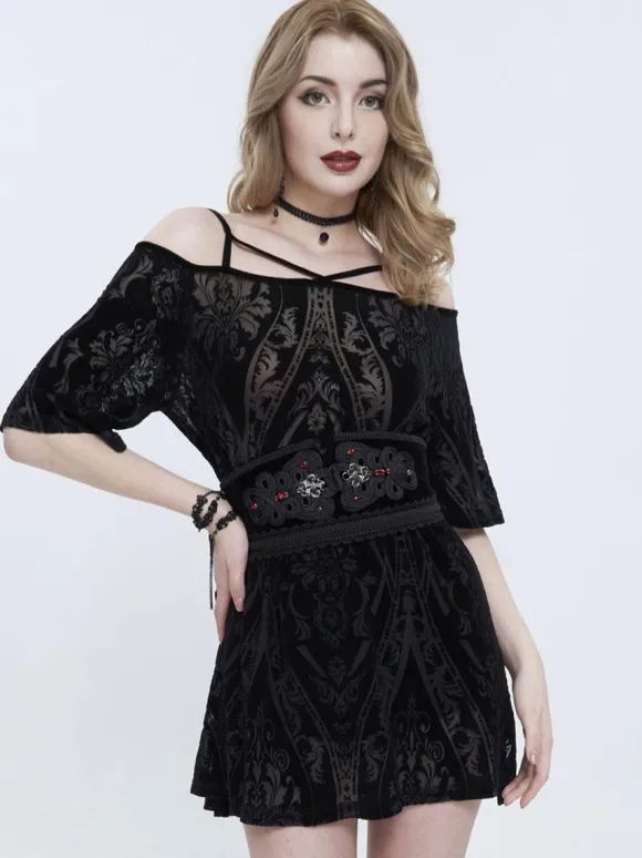 Gothic Lolita Dresses Floral Print Black Black