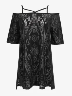 Gothic Lolita Dresses Floral Print Black Black