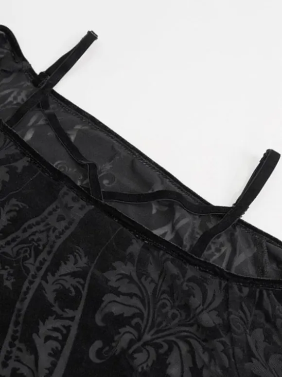 Gothic Lolita Dresses Floral Print Black Black