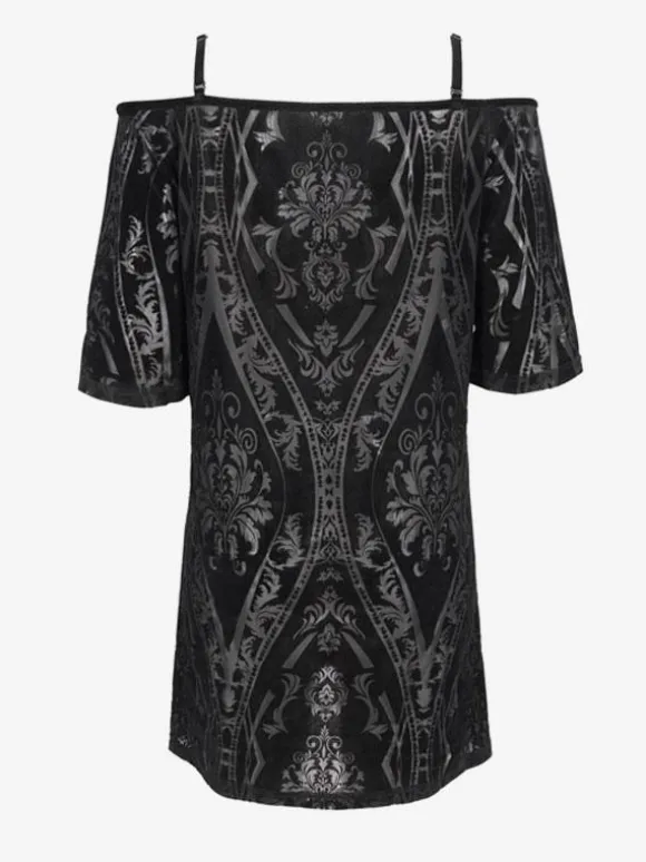Gothic Lolita Dresses Floral Print Black Black