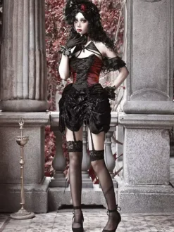 Gothic Lolita Dresses Lace Pleated Color Block Black Dress