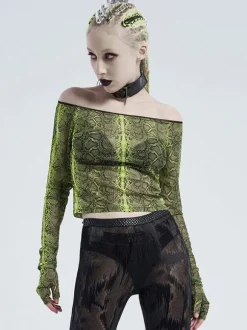 Gothic Lolita Dresses Python Print Black Green