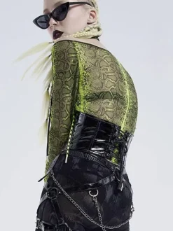 Gothic Lolita Dresses Python Print Black Green