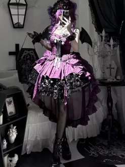 Gothic Lolita Dresses Red Black Sweetheart Strapless Ruffles Bows Short Lolita Dress