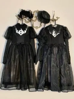 Gothic Lolita Dresses Ruffles Bows Floral Print Black Black