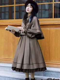Gothic Lolita Dresses Ruffles Embroidered Coffee Brown Coffee Brown