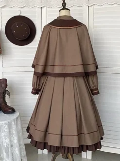 Gothic Lolita Dresses Ruffles Embroidered Coffee Brown Coffee Brown