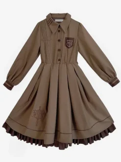 Gothic Lolita Dresses Ruffles Embroidered Coffee Brown Coffee Brown