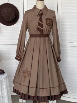 Gothic Lolita Dresses Ruffles Embroidered Coffee Brown Coffee Brown
