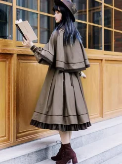 Gothic Lolita Dresses Ruffles Embroidered Coffee Brown Coffee Brown