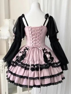 Gothic Lolita Dresses Ruffles Flowers Spicy Girl's Cute Lantern Sleeve Princess Dress