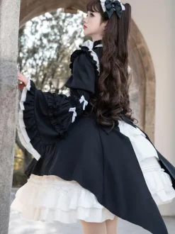 Gothic Lolita Dresses Ruffles Lace Up Black