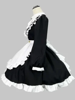Gothic Lolita Dresses Ruffles British Maid Long Sleeve Costume