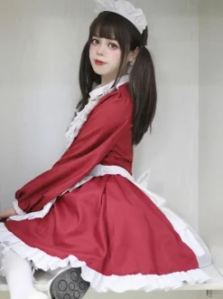 Gothic Lolita Dresses Ruffles British Maid Long Sleeve Costume