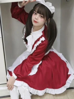 Gothic Lolita Dresses Ruffles British Maid Long Sleeve Costume
