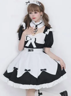 Gothic Lolita Dresses Ruffles Bows Black Black