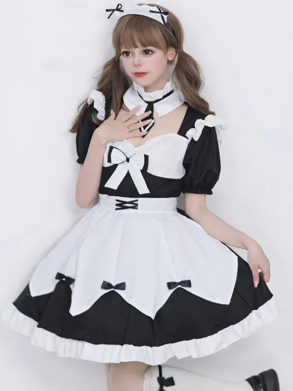 Gothic Lolita Dresses Ruffles Bows Black Black