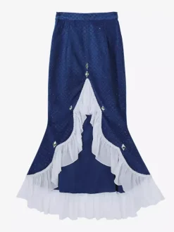 Gothic Lolita Dresses Ruffles Dark Navy Elegant Victorian Astrologer Top Capelet Mermaid Skirt Two-piece Set