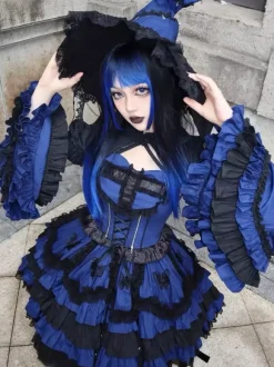 Gothic Lolita Dresses Tokisaki Kurumi Ruffles Lace Slip Dress